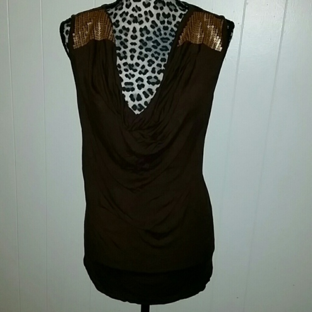 Sleeveless Sequin T-Shirt Tee